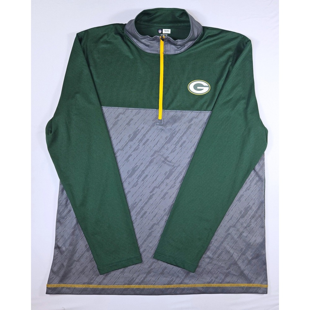 NFL Team Apparel Green Bay Packers Mens XL Quarter Zip TX3 Cool Green Pullover